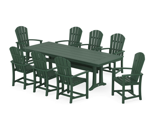 POLYWOOD Palm Coast 9-Piece Farmhouse Dining Set with Trestle Legs in Green