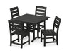 POLYWOOD Lakeside Side Chair 5-Piece Farmhouse Dining Set in Black