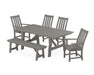 POLYWOOD Vineyard 6-Piece Rustic Farmhouse Dining Set With Trestle Legs in Slate Grey