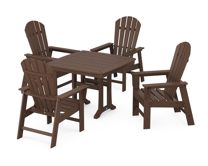 POLYWOOD South Beach 5-Piece Dining Set with Trestle Legs in Mahogany