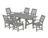Martha Stewart by POLYWOOD Chinoiserie Arm Chair 7-Piece Rustic Farmhouse Dining Set in Slate Grey