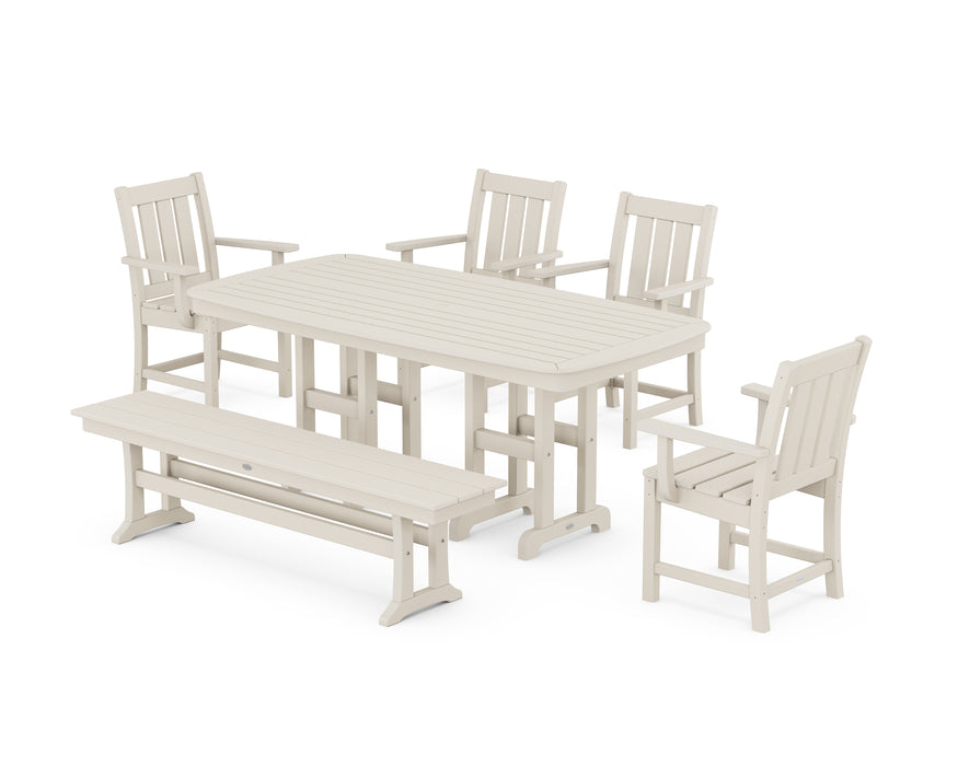 POLYWOOD® Oxford 6-Piece Farmhouse Dining Set with Bench in Slate Grey
