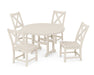 POLYWOOD Braxton Side Chair 5-Piece Round Dining Set in Sand