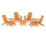 POLYWOOD Modern Curveback Adirondack Chair 9-Piece Conversation Set in Tangerine