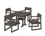 POLYWOOD EDGE 5-Piece Dining Set with Trestle Legs in Vintage Coffee