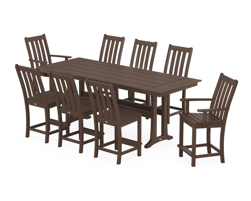 POLYWOOD® Vineyard 9-Piece Farmhouse Counter Set with Trestle Legs in Sand