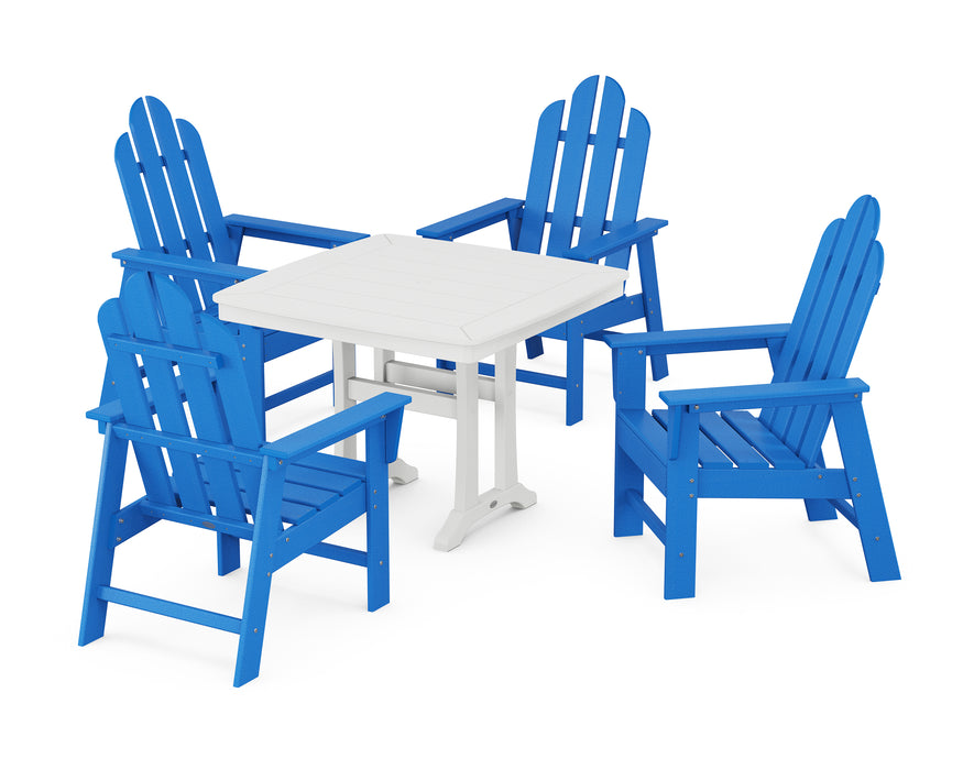 POLYWOOD Long Island 5-Piece Dining Set with Trestle Legs in Pacific Blue