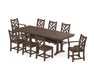 POLYWOOD Chippendale 9-Piece Farmhouse Dining Set with Trestle Legs in Mahogany
