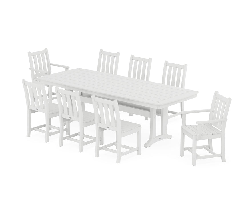 POLYWOOD Traditional Garden 9-Piece Dining Set with Trestle Legs in White