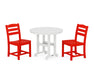 POLYWOOD La Casa Café Side Chair 3-Piece Round Dining Set in Sunset Red