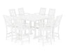 Martha Stewart by POLYWOOD Chinoiserie 9-Piece Square Farmhouse Bar Set with Trestle Legs in White