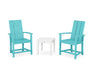 POLYWOOD® Modern 3-Piece Upright Adirondack Chair Set in Aruba / White