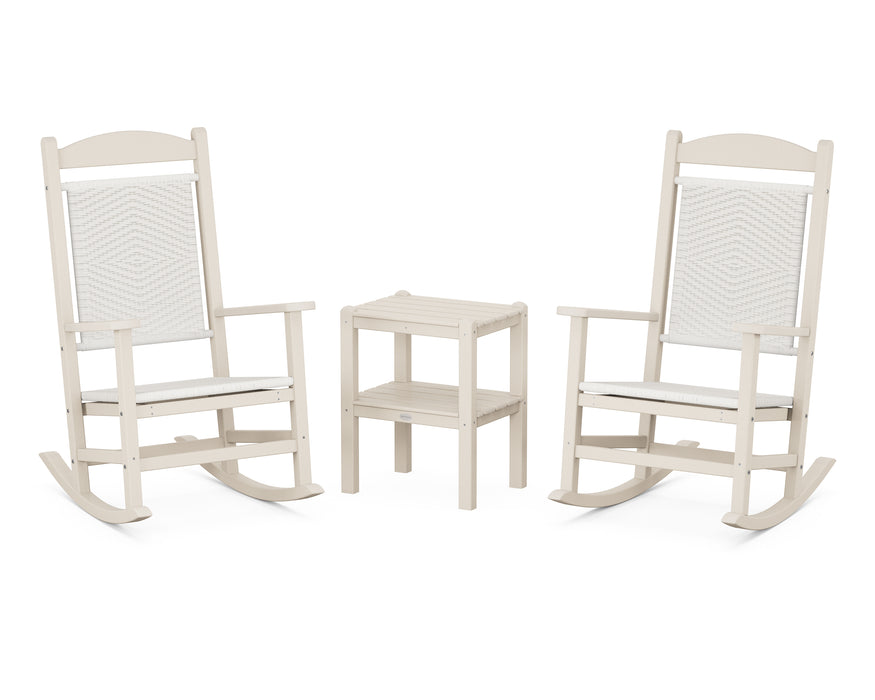 POLYWOOD Presidential Woven Rocker 3-Piece Set in Sand / White Loom
