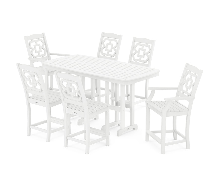 Martha Stewart by POLYWOOD Chinoiserie 7-Piece Counter Set in White