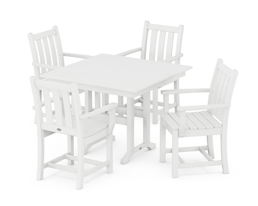POLYWOOD Traditional Garden 5-Piece Farmhouse Dining Set in White