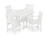 POLYWOOD Traditional Garden 5-Piece Farmhouse Dining Set in White