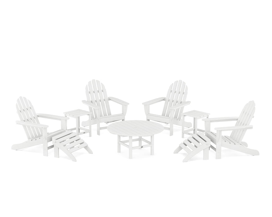 POLYWOOD Classic Adirondack Chair 9-Piece Conversation Set in White