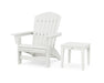 POLYWOOD® Nautical Grand Adirondack Chair with Side Table in Vintage White
