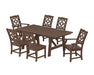 Martha Stewart by POLYWOOD Chinoiserie 7-Piece Rustic Farmhouse Dining Set in Mahogany