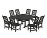 Martha Stewart by POLYWOOD Chinoiserie 9-Piece Square Side Chair Dining Set with Trestle Legs in Black