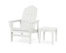 POLYWOOD® Vineyard Grand Upright Adirondack Chair with Side Table in Vintage White