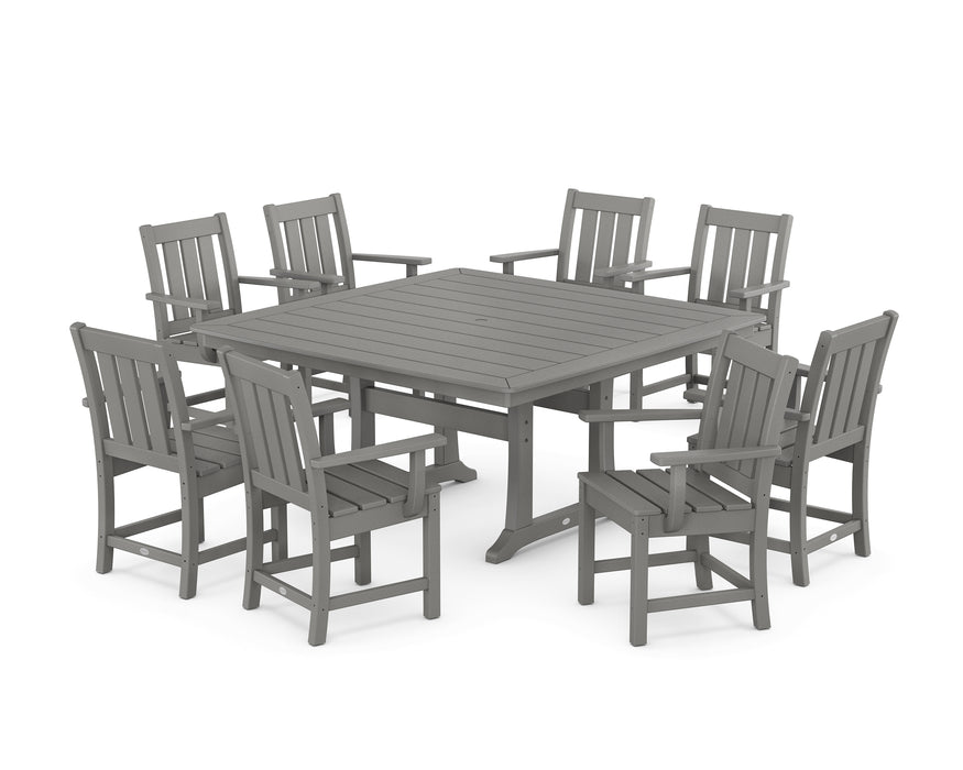 POLYWOOD® Oxford 9-Piece Square Dining Set with Trestle Legs in Slate Grey