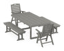 POLYWOOD Nautical Highback 5-Piece Dining Set with Trestle Legs in Slate Grey