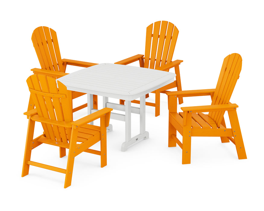 POLYWOOD South Beach 5-Piece Dining Set with Trestle Legs in Tangerine