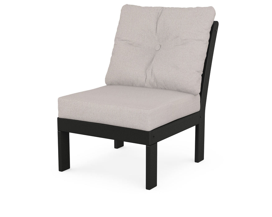 POLYWOOD Vineyard Modular Armless Chair in Black with Dune Burlap fabric