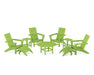 POLYWOOD Modern Adirondack Chair 9-Piece Conversation Set in Lime
