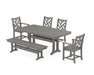POLYWOOD Chippendale 6-Piece Dining Set with Trestle Legs in Slate Grey