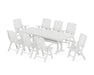 POLYWOOD Nautical Highback 9-Piece Dining Set with Trestle Legs in White