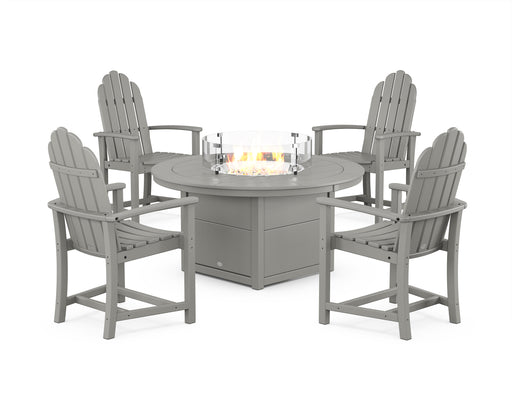 POLYWOOD® Classic 4-Piece Upright Adirondack Conversation Set with Fire Pit Table in Black