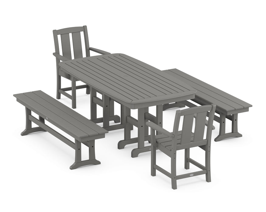 POLYWOOD® Mission 5-Piece Dining Set with Benches in Black