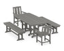 POLYWOOD® Mission 5-Piece Dining Set with Benches in Black