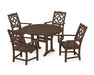 Martha Stewart by POLYWOOD Chinoiserie 5-Piece Round Dining Set with Trestle Legs in Mahogany