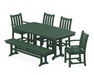 POLYWOOD Traditional Garden 6-Piece Dining Set with Bench in Green