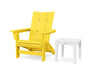 POLYWOOD® Modern Grand Adirondack Chair with Side Table in Lime / White