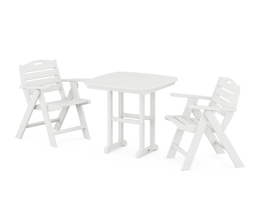 POLYWOOD Nautical Lowback 3-Piece Dining Set in Vintage White