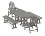 POLYWOOD Long Island 5-Piece Dining Set with Benches in Slate Grey