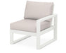 POLYWOOD® EDGE Modular Right Arm Chair in Vintage White with Dune Burlap fabric