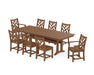 POLYWOOD Chippendale 9-Piece Farmhouse Dining Set with Trestle Legs in Teak