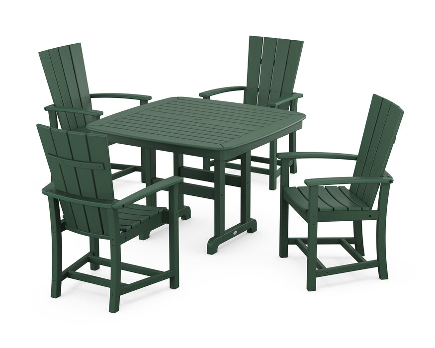 POLYWOOD Quattro 5-Piece Dining Set with Trestle Legs in Green