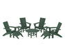 POLYWOOD Modern Curveback Adirondack Chair 9-Piece Conversation Set in Green