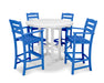 POLYWOOD La Casa Café 5-Piece Bar Dining Set in Pacific Blue / White
