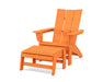 POLYWOOD® Modern Grand Adirondack Chair with Ottoman in Tangerine