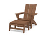 POLYWOOD® Modern Grand Adirondack Chair with Ottoman in Teak