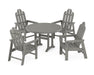 POLYWOOD Long Island 5-Piece Round Dining Set with Trestle Legs in Slate Grey