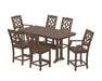 Martha Stewart by POLYWOOD Chinoiserie 7-Piece Counter Set with Trestle Legs in Mahogany