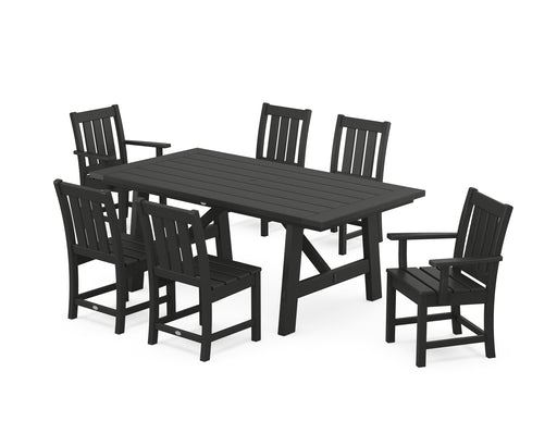 POLYWOOD® Oxford 7-Piece Rustic Farmhouse Dining Set in Green
